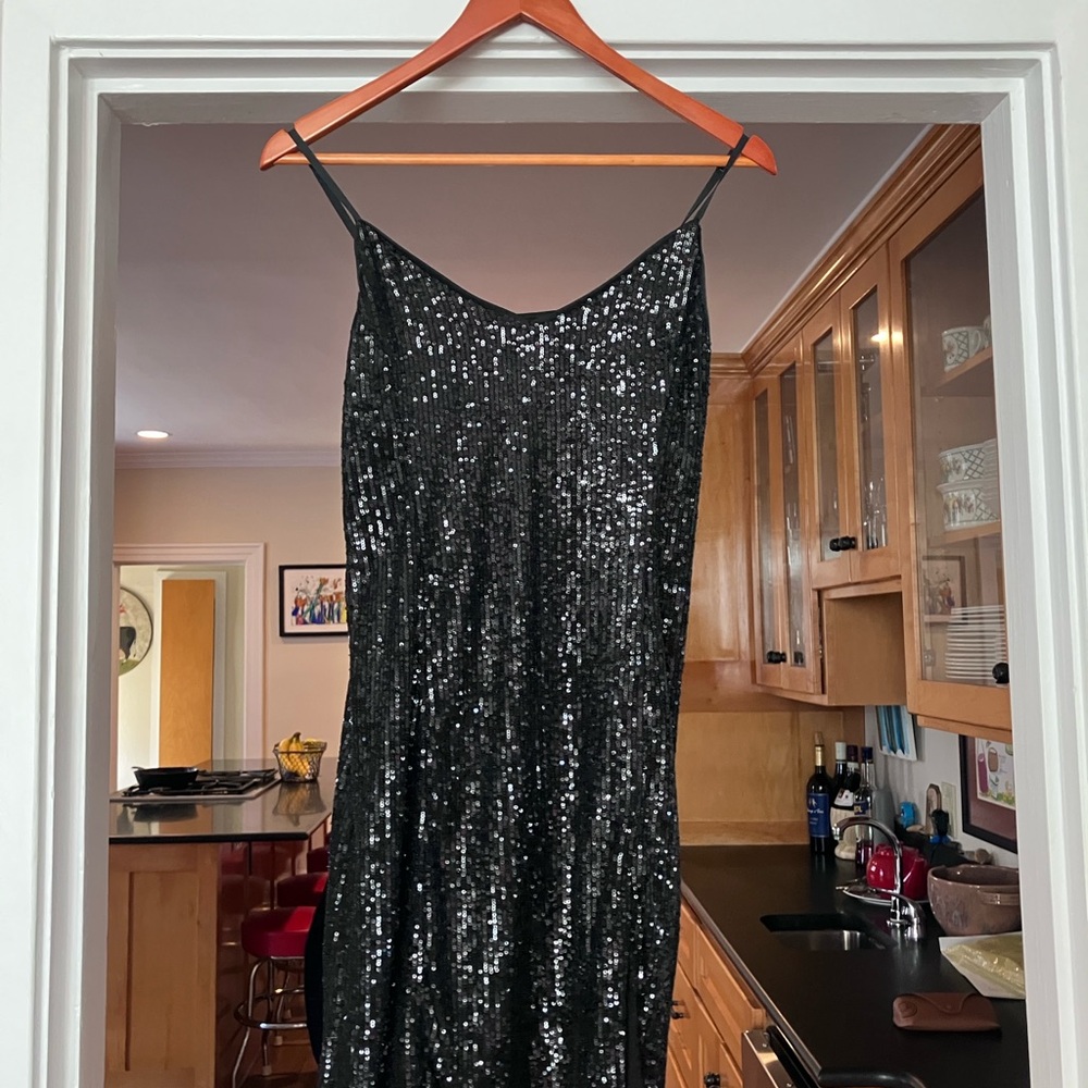 STATE Black Sequin Backless Dress